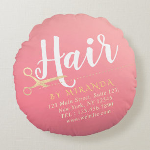 Friseursalon Makeup Salon Moderne rosa Goldschere Rundes Kissen