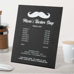 Friseursalon-Menü für Männer Sockelschild