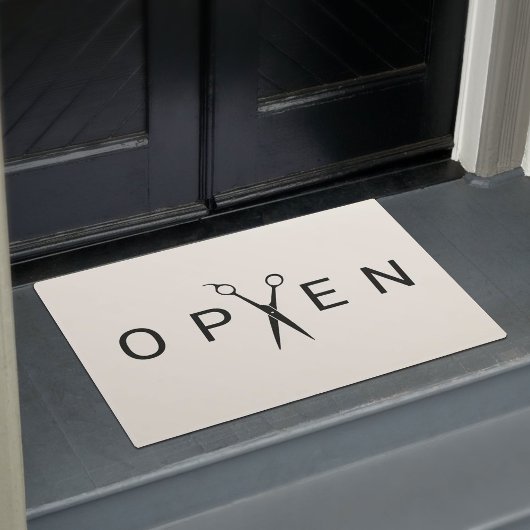 Friseursalon Minimalistische Schwarze Schere Willk Fußmatte