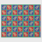 Friseursalon mit Kamm und Schere Geschenkpapier (Flach)