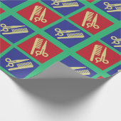 Friseursalon mit Kamm und Schere Geschenkpapier (Ecke)