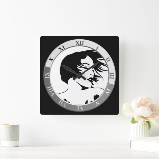 Friseursalon mit Schönheitssalon Quadratische Wanduhr (Zuhause)