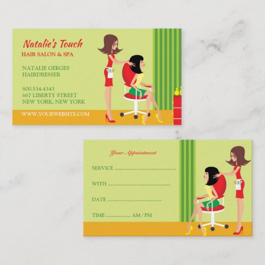 Friseursalon mit Sitzplätzen Terminkarte (Vorne/Hinten)