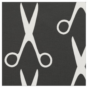 Friseursalon mit weißer Schere schwarzes Muster Stoff