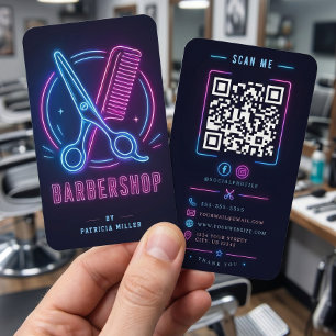 Friseursalon Moderne Neon-Schere Custom Visitenkarte