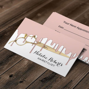 Friseursalon Moderne Rose Gold Dripping Gold Sciss Terminkarte