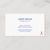 Friseursalon Moderne, rot-blaue Visitenkarte (Rückseite)