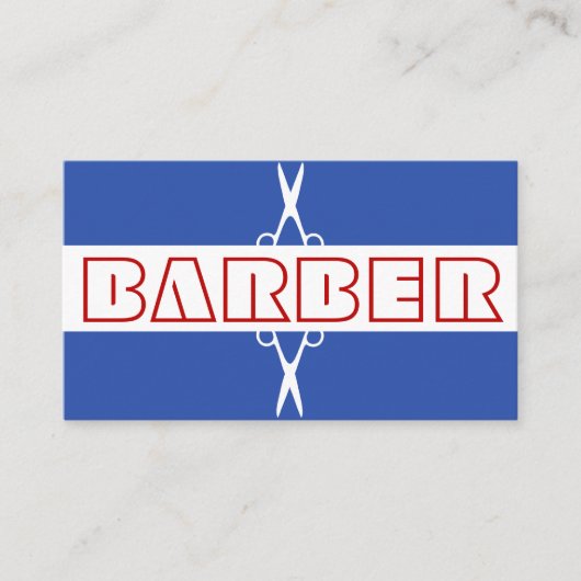 Friseursalon Moderne, rot-blaue Visitenkarte (Vorderseite)