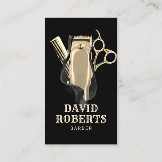 Friseursalon Moderner Goldbarbershop Visitenkarte (Vorderseite)