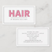 Friseursalon Modernes, einfaches Rosa Visitenkarte (Vorne/Hinten)