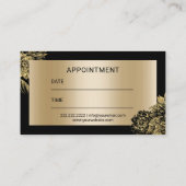 Friseursalon Modernes Schwarzes & Gold Blumenmuseu Terminkarte (Rückseite)