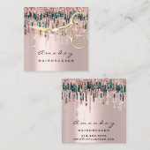 Friseursalon Nails Goldene Schere Quadratische Visitenkarte (Vorne/Hinten)