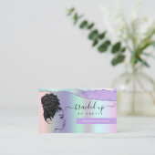 Friseursalon Pastel Lila Metallbraiden Visitenkarte (Stehend Vorderseite)
