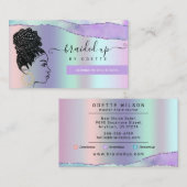 Friseursalon Pastel Lila Metallbraiden Visitenkarte (Vorne/Hinten)