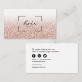 Friseursalon Pink Peach Gold Glitzer Visitenkarte (Vorne/Hinten)