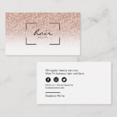 Friseursalon Pink Peach Gold Glitzer Visitenkarte (Vorne/Hinten)