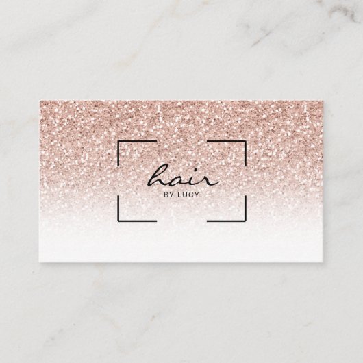 Friseursalon Pink Peach Gold Glitzer Visitenkarte (Vorderseite)