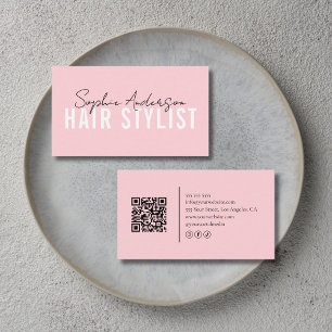 Friseursalon Pink QR Code Visitenkarte