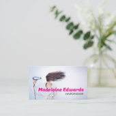 Friseursalon Pink Stilvoll modern Visitenkarte (Stehend Vorderseite)