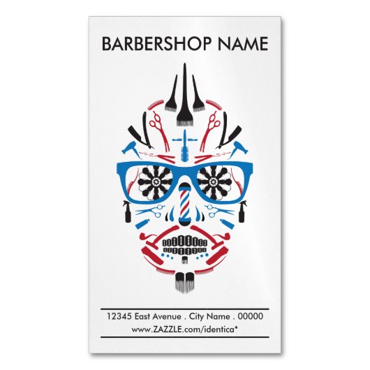 Friseursalon-Punkschädel Magnetische Visitenkarte (Vorderseite Vertikal)