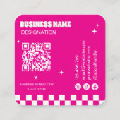 Friseursalon Qr Code Fett Rosa Retro Visitenkarte (Rückseite)
