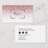 Friseursalon Rose Gold Glitzer Visitenkarte (Vorne/Hinten)