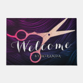 Friseursalon Rose Gold Scheren Willkommen Fußmatte (Vorderseite)