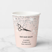 Friseursalon Rose Gold Silberleine Pappbecher (Rückseite)