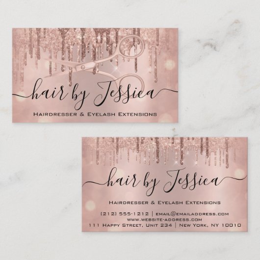 Friseursalon Rose Gold VIP Visitenkarte (Vorne/Hinten)