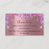 Friseursalon Rose Lila Schere Tropfen Visitenkarte (Rückseite)
