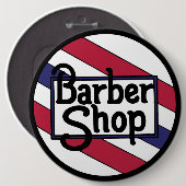 Friseursalon-rotes weißes und blau button (Vorne & Hinten)