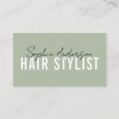 Friseursalon Sage Green QR Code Visitenkarte (Vorderseite)