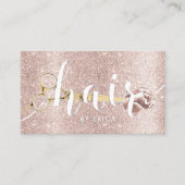 Friseursalon Schere & Blume Rose Blush Gold Visitenkarte (Vorderseite)