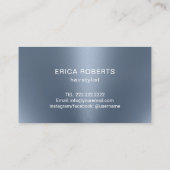 Friseursalon Schere & Blume Typografie Dusty Blue Visitenkarte (Rückseite)