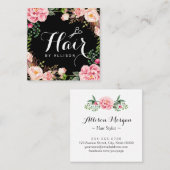 Friseursalon Schere Blumenrapping Quadratische Visitenkarte (Vorne/Hinten)