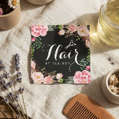 Friseursalon Schere Blumenrapping Quadratische Visitenkarte