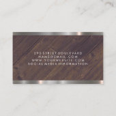 Friseursalon | Schere | Holzmetallschneide Visitenkarte (Rückseite)