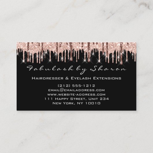 Friseursalon Schere Rose Tropfen Schwarz Visitenkarte (Rückseite)