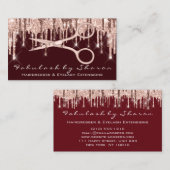 Friseursalon Schere Rose Tropfen VIP Visitenkarte (Vorne/Hinten)