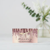 Friseursalon Schere Rose Tropfen Visitenkarte (Stehend Vorderseite)