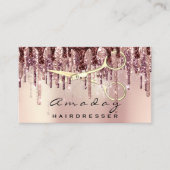 Friseursalon Schere Rose Tropfen Visitenkarte (Vorderseite)