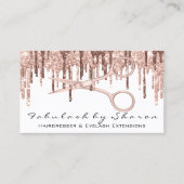 Friseursalon Schere Rose Tropfen Weiß Visitenkarte (Vorderseite)