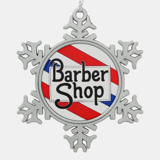 Friseursalon Schneeflocken Zinn-Ornament (Vorderseite)