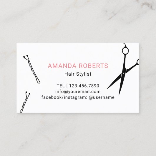 Friseursalon Schwarz/Rosa Typografie Visitenkarte (Rückseite)