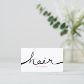 Friseursalon Schwarz/Rosa Typografie Visitenkarte (Stehend Vorderseite)