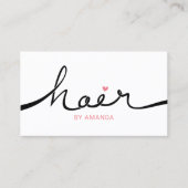 Friseursalon Schwarz/Rosa Typografie Visitenkarte (Vorderseite)