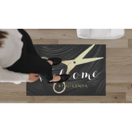Friseursalon Schwarze Gold Schere Willkommen Fußmatte