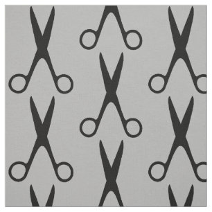 Friseursalon schwarze Schere graues Muster Stoff