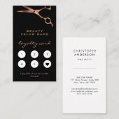 Friseursalon Schwarzer Kupferschere Treuekarte (Vorne/Hinten)