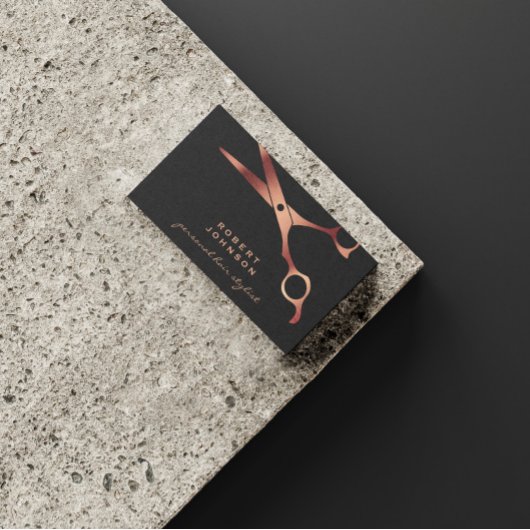Friseursalon Schwarzer Kupferschere Visitenkarte